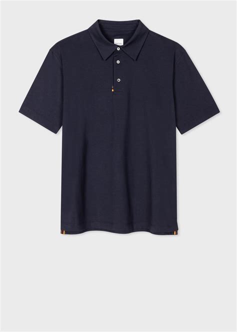 Men's Navy Jersey Polo Shirt with 'Artist Stripe' Tab
