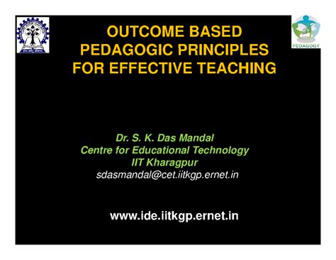 OUTCOME BASED PEDAGOGY FOR EFFECTIVE TEACHING - Week 1 Lecture Notes ...