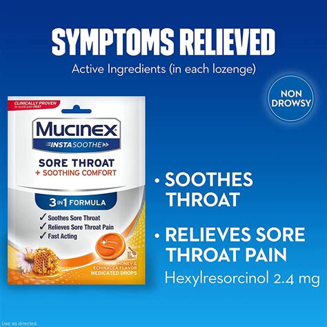 Mucinex InstaSoothe Sore Throat Drops with Honey & Echinacea - Fast ...