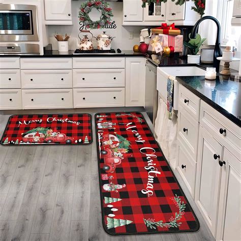 Amazon.com: Putware Christmas Kitchen Rugs and Mats Set of 2, Xmas ...