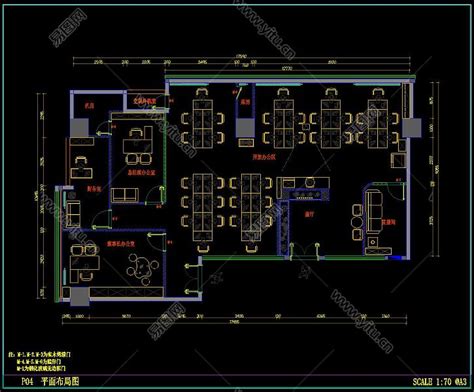 办公室装修CAD施工图，CAD建筑图纸免费下载 - 易图网