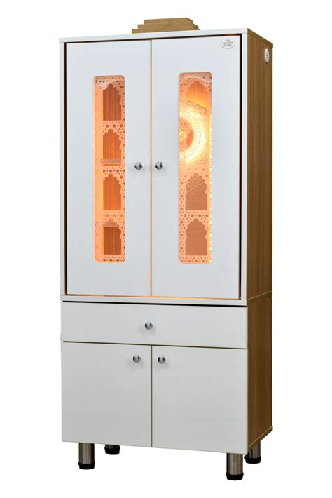 Ornamental Designer Wooden Mandir with Pocket Doors | Dual Tone Gloss ...