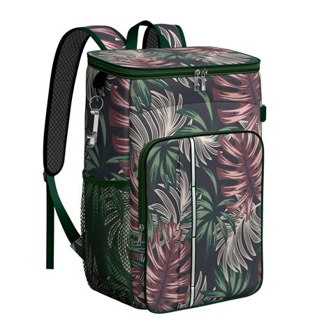 Botanical Leafy Soft Cooler Backpack - 20L, Multiple Pockets for Organized Storage, Leakproof ...