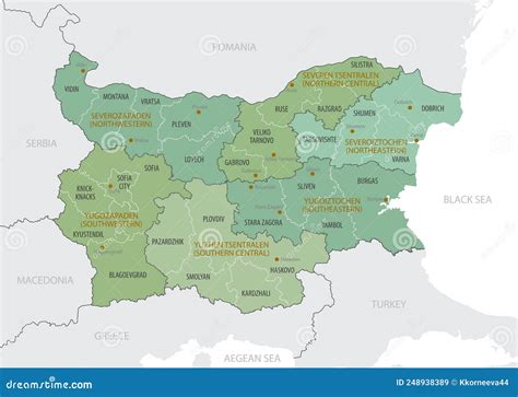 Detailed Map of Bulgaria with Administrative Divisions into -Regions ... - detailed map of bulgaria with cities