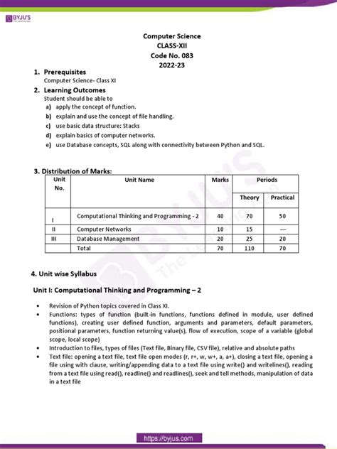 Computer Science Class 12 Syllabus 2019 的图像结果