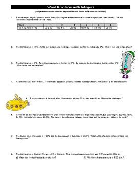 Image result for Integer Word Problems Examples