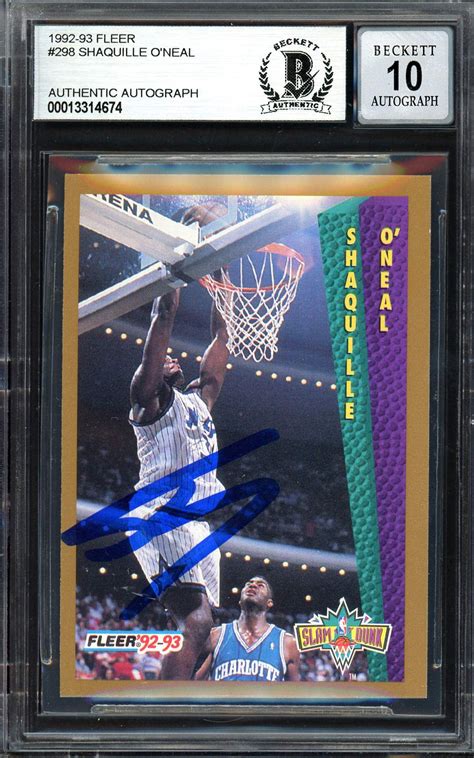 Shaquille Shaq O'Neal Autographed 1992-93 Fleer Rookie Card #298 ...