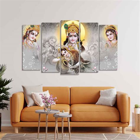 Radha Krishna Premium Wall Painting of Five Pieces Set – Homcraft