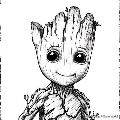 Groot Coloring Baby Marvel Pages Draw Printable Galaxy Guardians ...