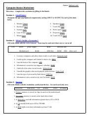 Computer Basics Worksheet 的图像结果