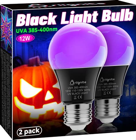 Briignite Black Light Bulbs, 12W LED Black Light Bulb for Halloween ...