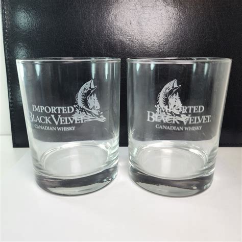 Set Of 2 Imported Black Velvet Canadian Whiskey 4 Inch Whiskey Glasses ...
