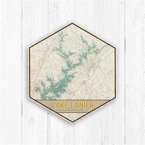 Lake Lanier Georgia Hexagon Canvas, Lake Lanier Map, Travel Collection ...