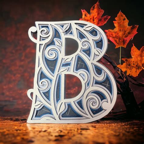 B Monogram SVG Letter B Layered for Cricut Instant Download Silhouette B Layered SVG Eps Png Dxf ...
