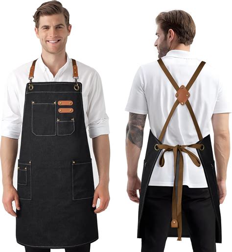 Amazon.com: PAGWS Chef Aprons for Men,Cotton Canvas Cross Back Heavy ...