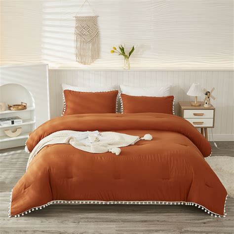 Move Over Burnt Orange Comforter Sets Queen Rust Pumpkin Bedding Sets ...