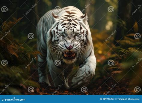 Portrait Of White Tiger Hiding Or Lurking In The Forest Hunting For Preys, Animals Wildlife ...