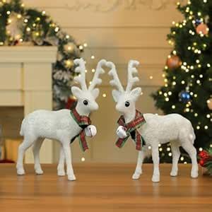 Ascension Pack of 2 Christmas Reindeer Figurines Elegant Deer Set for ...