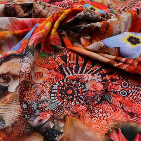 Digital Printed Pure Cotton Fabric - Multicolor Floral and Beads ...