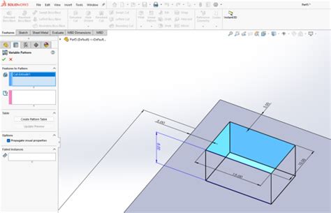 SolidWorks 2014 Variable Pattern 的图像结果