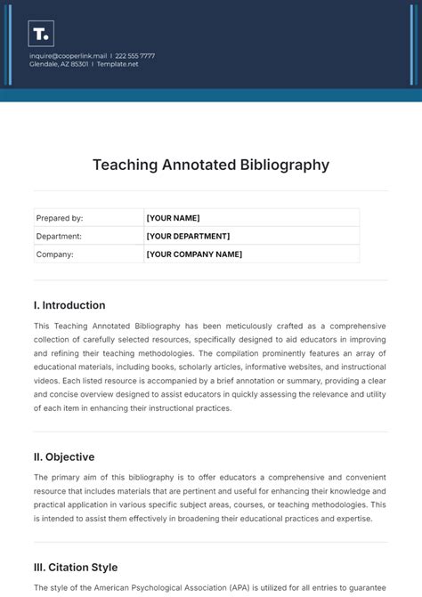 Free School Project Bibliography Template to Edit Online