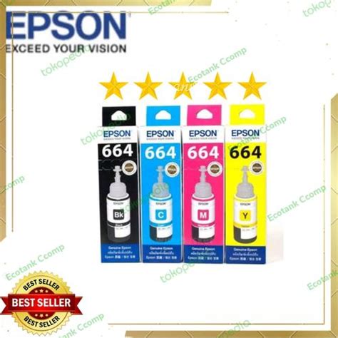 Jual TINTA EPSON 664 ORIGINAL VARIAN WARNA BLACK MANGETA YELLOW CYAN ...