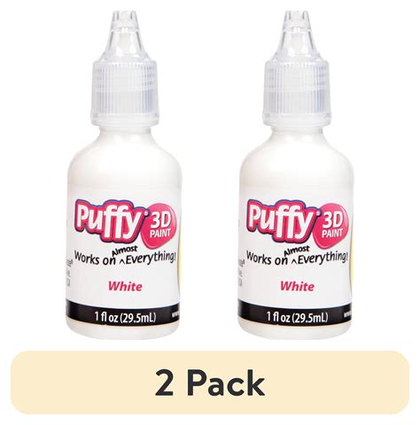 (2 pack) Puffy 3D Puff Paint, Fabric and Multi-Surface, White, 1 fl oz ...