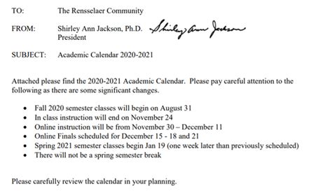 New Academic Calendar for 2020-2021 School Year : r/RPI
