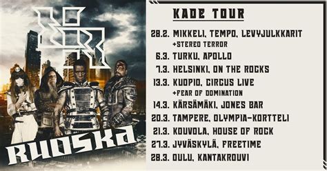 Ruoska + Fear of Domination, Pe 13.3.2026 Kuopio, Circus Live, The ...