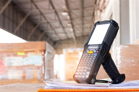 Barcode scanner, inventory warehouse and logistics. | Premium Photo