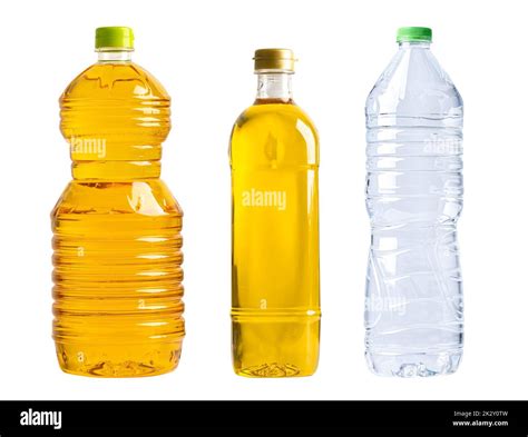 Vegetable oil and water bottle for cooking isolated on white background ...