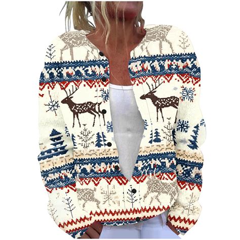 Brnmxoke Light Up Ugly Christmas Sweater Women Cable Knit Printed ...