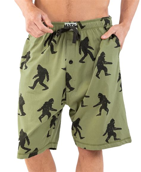 LazyOne Men's Lounge Pajama Sleep Shorts, Bigfoot Design, 100% Cotton ...