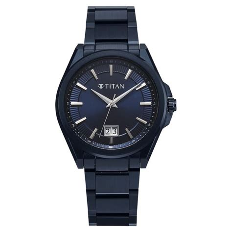 Buy Online Titan Classique Big Date Analog with Blue Dial Blue ...