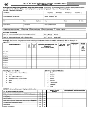 Fillable Online cyfd Child Care Assistance Application - CYFD - cyfd ...