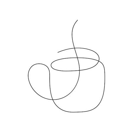 Liniowa ilustracja abstrakcyjna parująca filiżanka Gorąca herbata lub ...