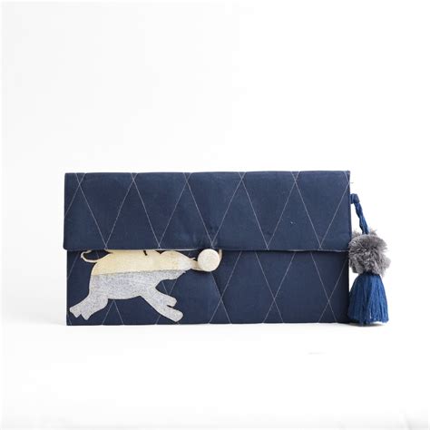 Gond Folk Elephant - Blue Pencil Pouch