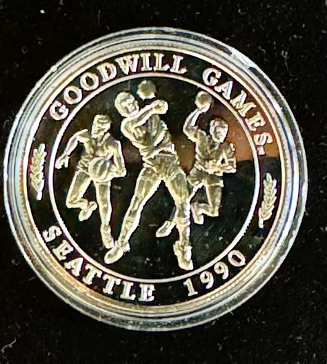 1990 SEATTLE GOODWILL GAMES COIN, 1oz ,999 FINE SILVER PROOF IN CAPSULE ...