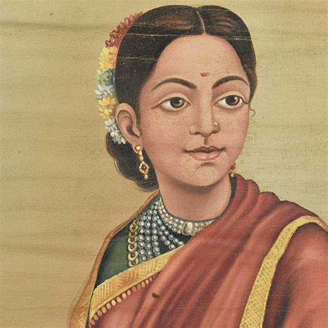 Handmade Multicolored Lady going for puja in Shiva Temple Indian Painting