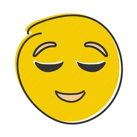 Premium Vector | Calm emoji relieved emoticon peaceful face with closed eyes and smile hand ...