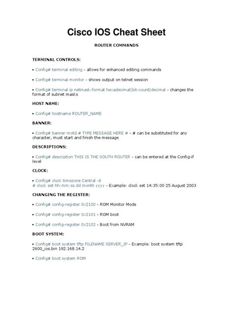 Image result for Cisco IOS Command Cheat Sheet