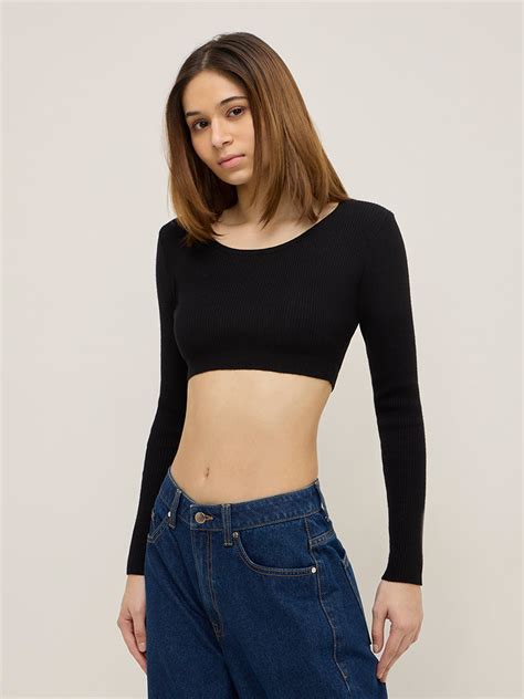 Buy Nuon Black Ribbed Crop Top from Westside