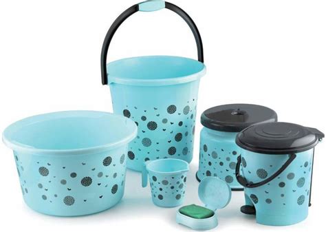 JOFIX 6 pcs printed harmony bathroom bucket set 20 L Plastic Bucket ...