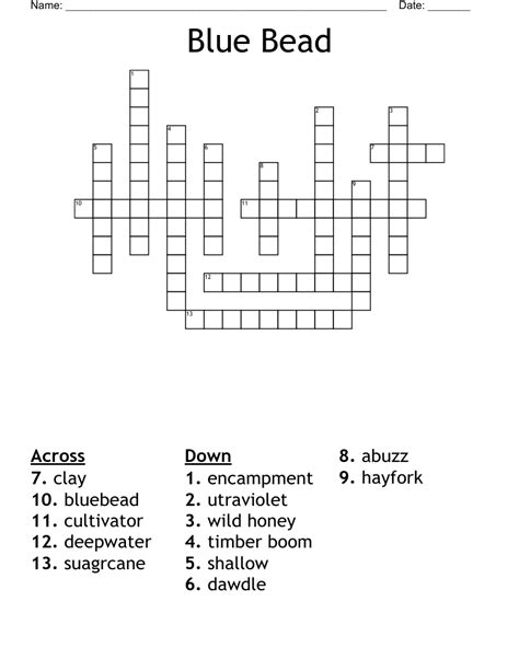 Blue Bead Crossword - WordMint
