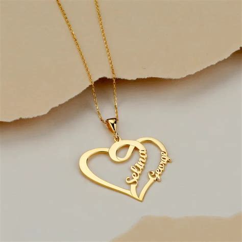 18K Gold Plated Couple Heart Name Necklace – Klassy