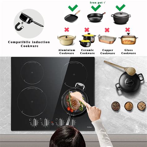 Buy Induction Hob Black Glass Electric Cooktop Built-in 4 Zone Electric ...