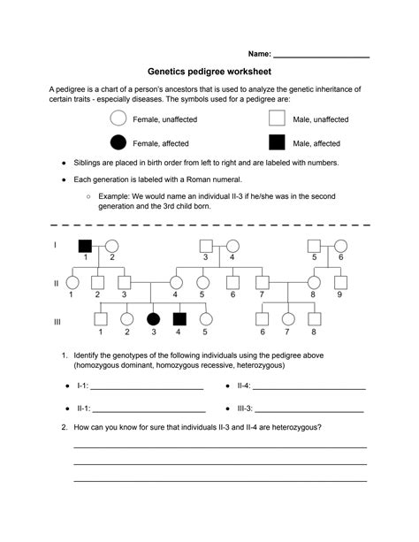 SOLUTION: G7 c5 lab genetics pedigree worksheet - Studypool ...