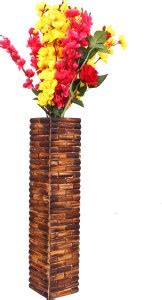 YNS HUB Handmade Floor Flower Vase With Beautiful Brick Style Wooden ...