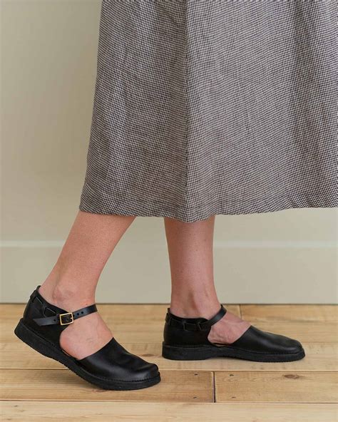 Black Leather Mary Jane Shoes