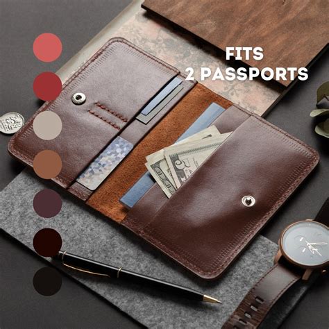 Personalized Double Passport Holder, Two Passport Leather Wallet Travel ...